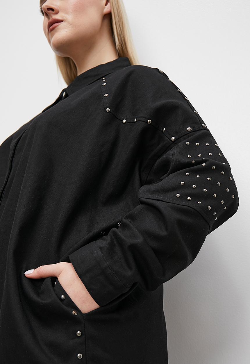 Superbalist - Stud detail denim overshirt - black