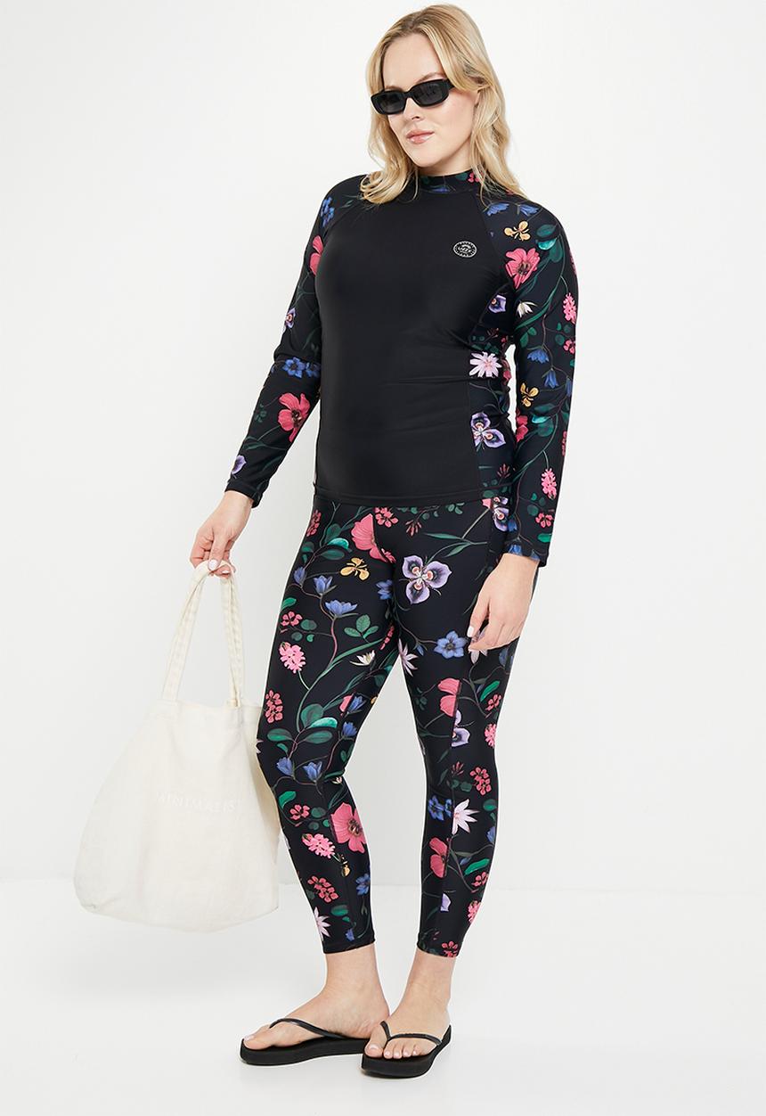Lizzy - Plus Bel-anna elasticated leggings - Dark Indigenous Floral