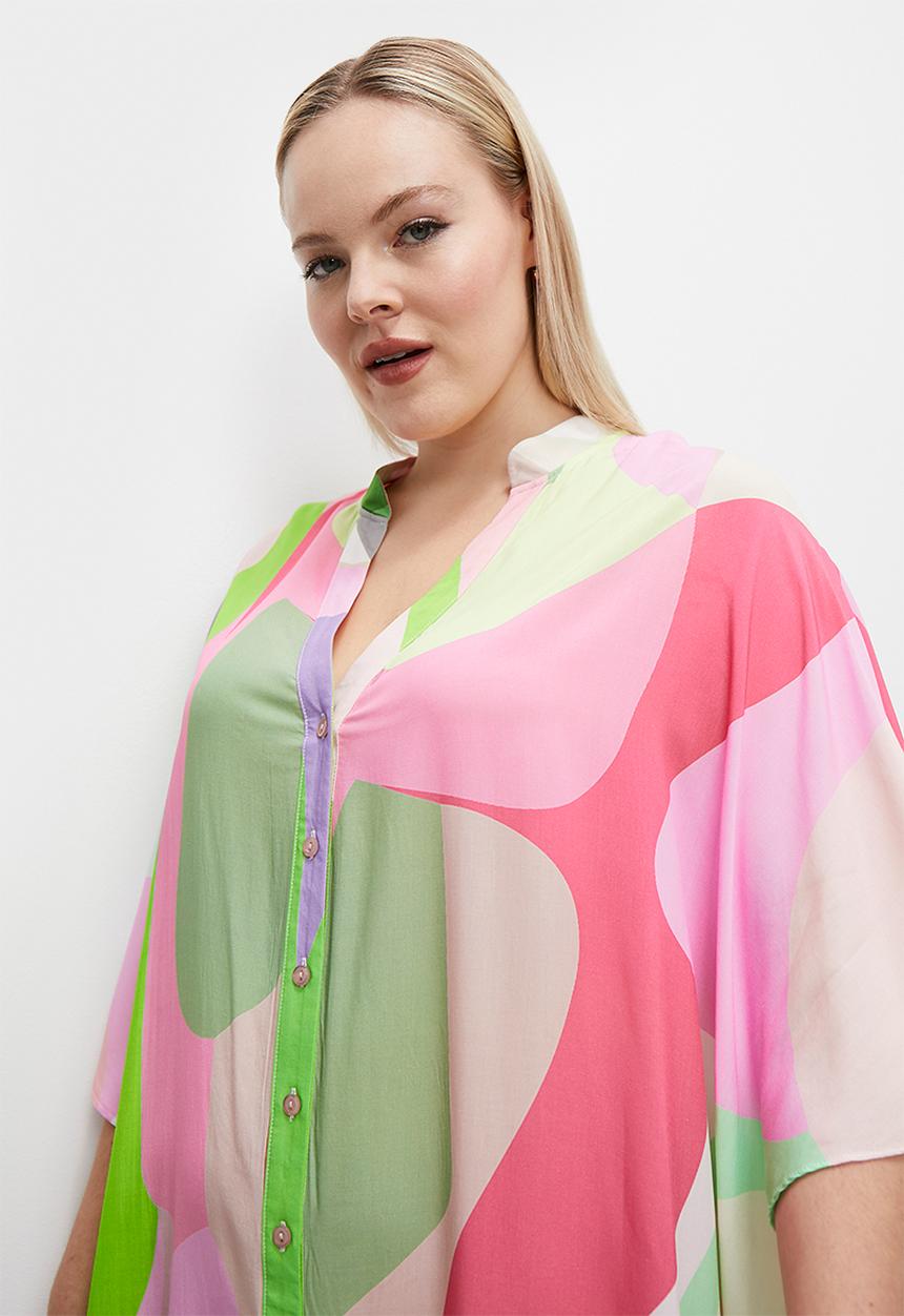 Superbalist - Button through kaftan dress - bold abstract geo