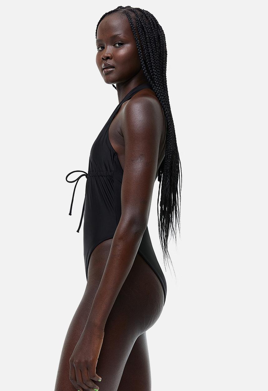 H&M - High leg swimsuit - black
