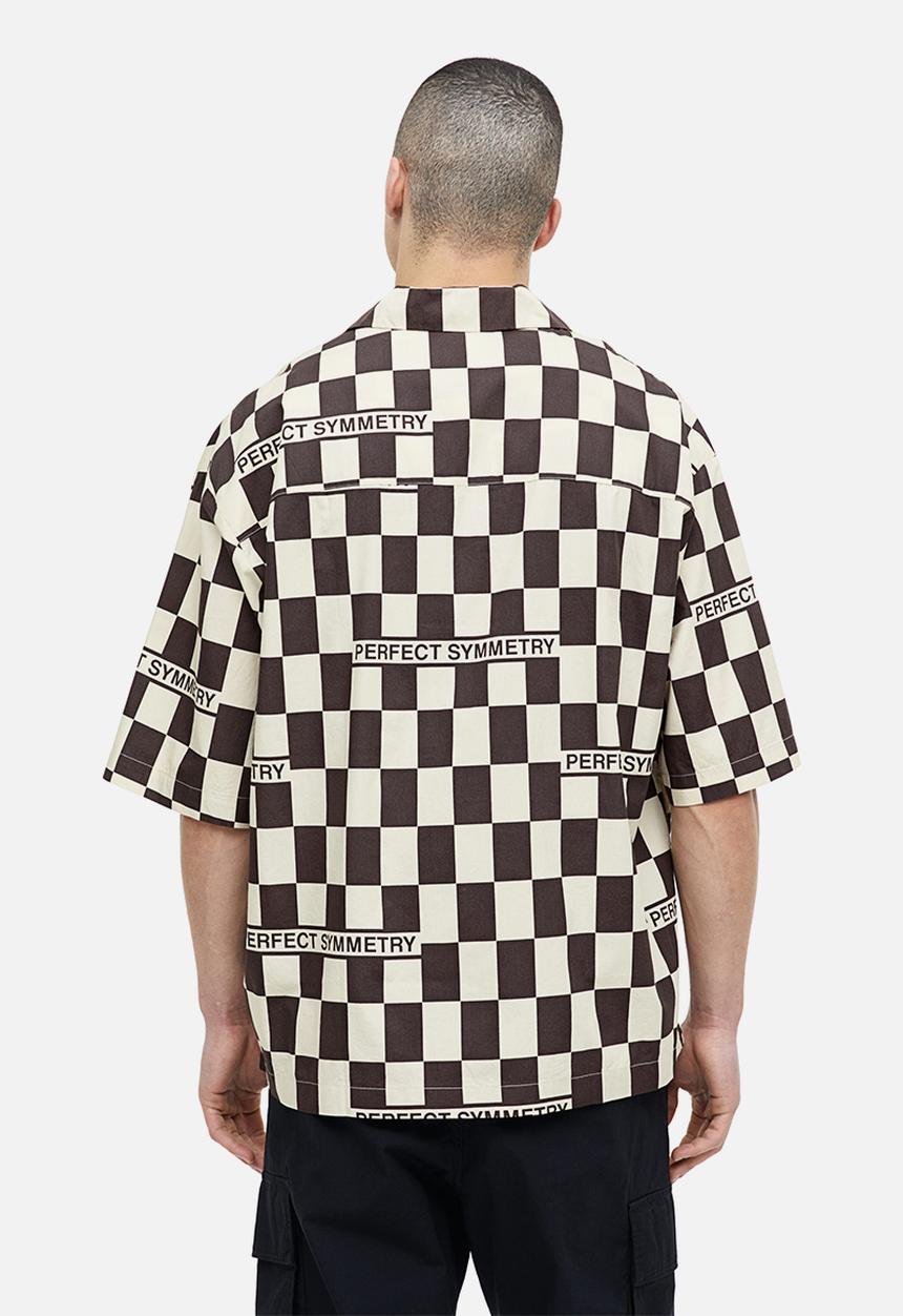 H&M - Oversized fit patterned resort shirt - black & white checked