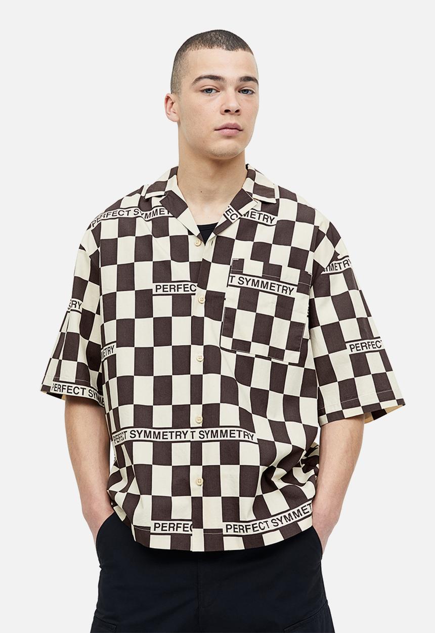 H&M - Oversized fit patterned resort shirt - black & white checked