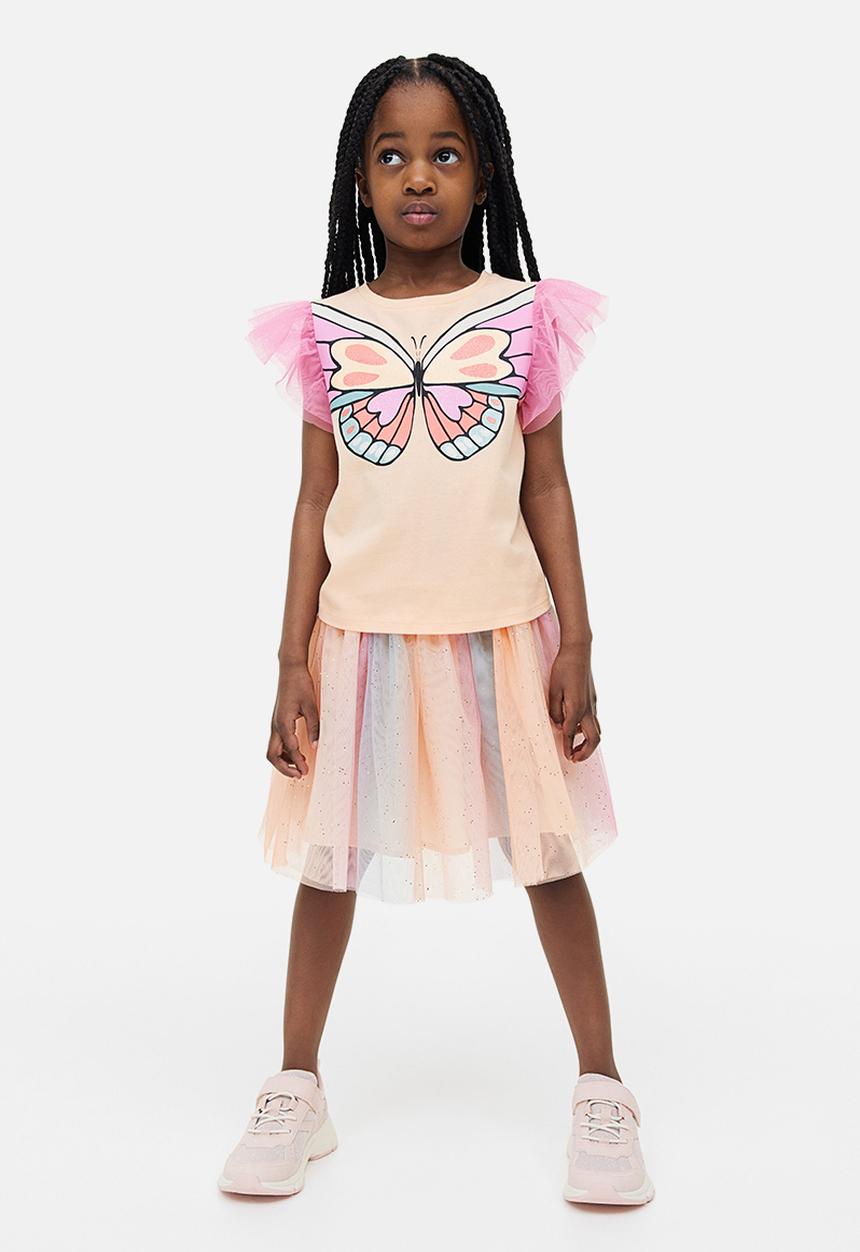 H&M - 2 Piece tulle set - powder pink butterfly 