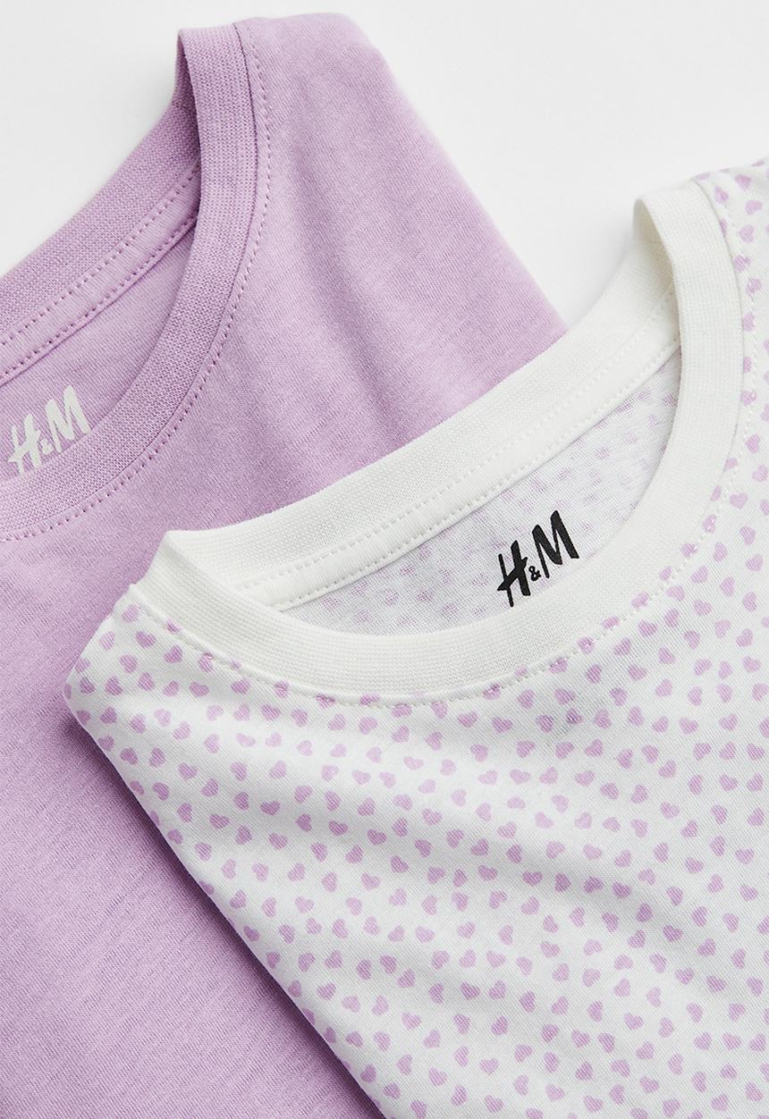 H&M - 2 Pack cotton t-shirts - light purple hearts