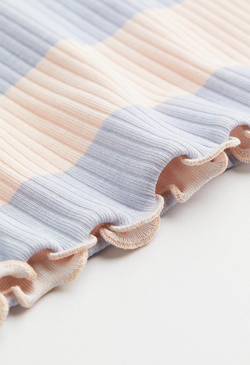 H&M - Short-sleeved ribbed top - light blue striped