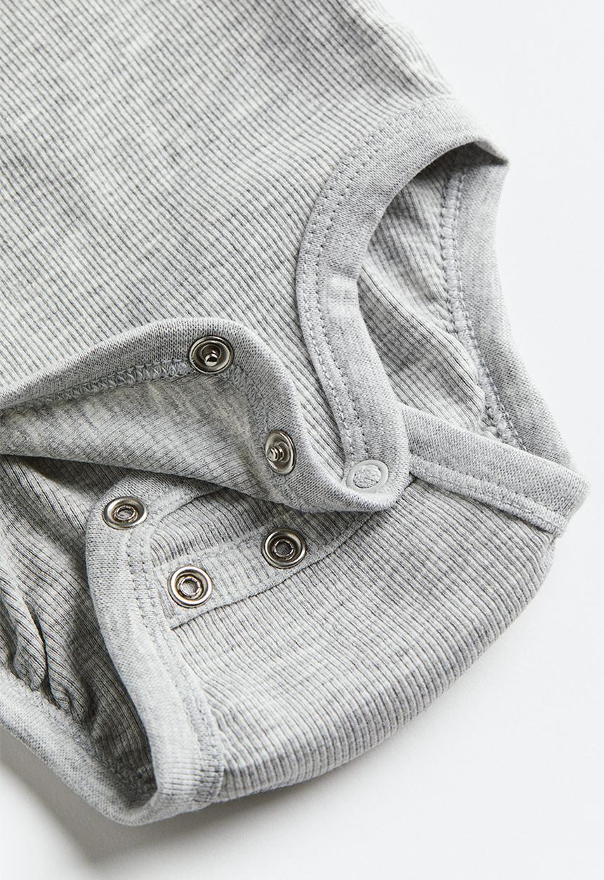 H&M - 2 Pack adjustable-fit long-sleeved bodysuits - grey marl & white 