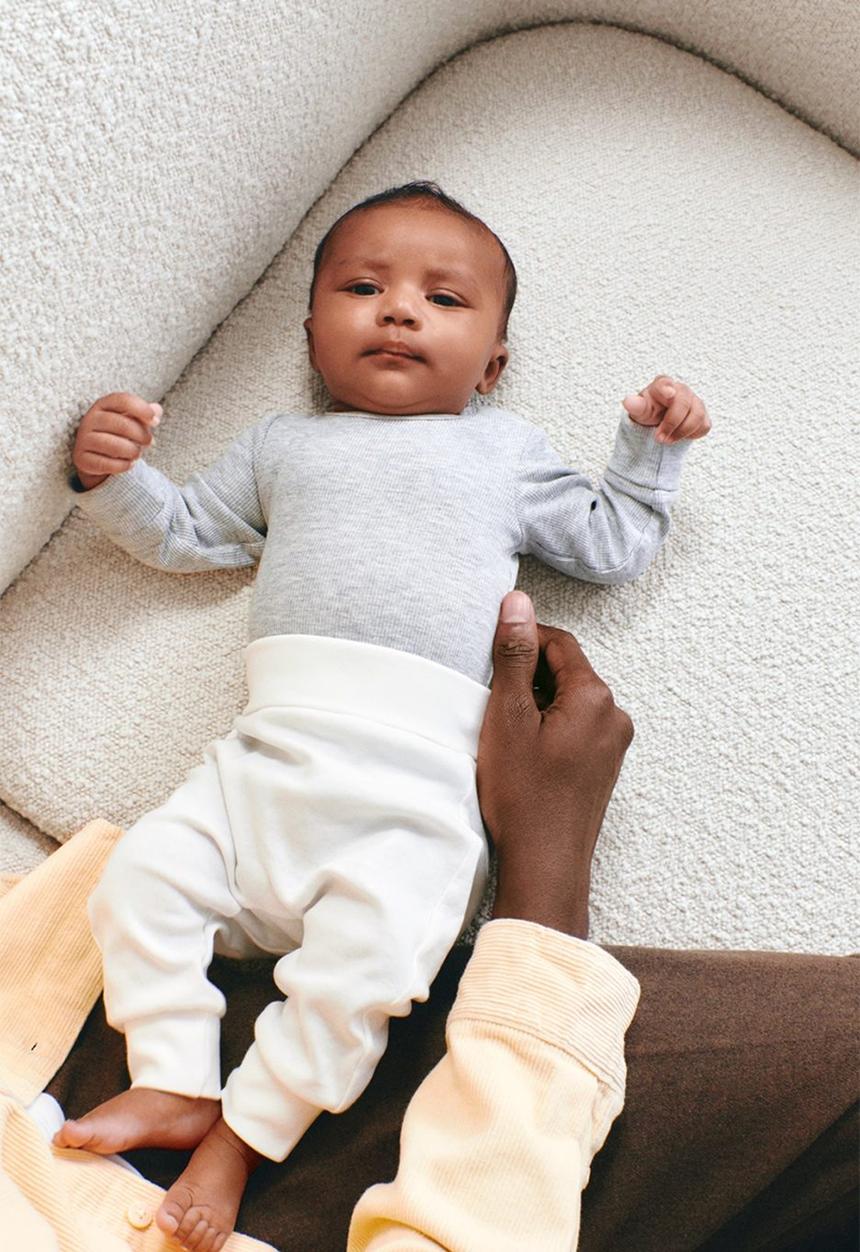 H&M - 2 Pack adjustable-fit long-sleeved bodysuits - grey marl & white 