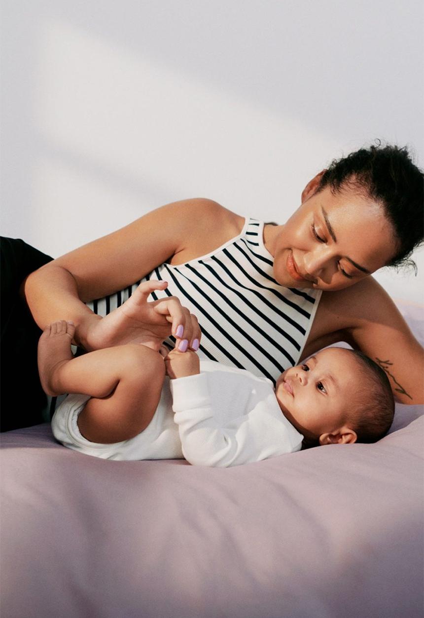 H&M - 2 Pack adjustable-fit long-sleeved bodysuits - grey marl & white 