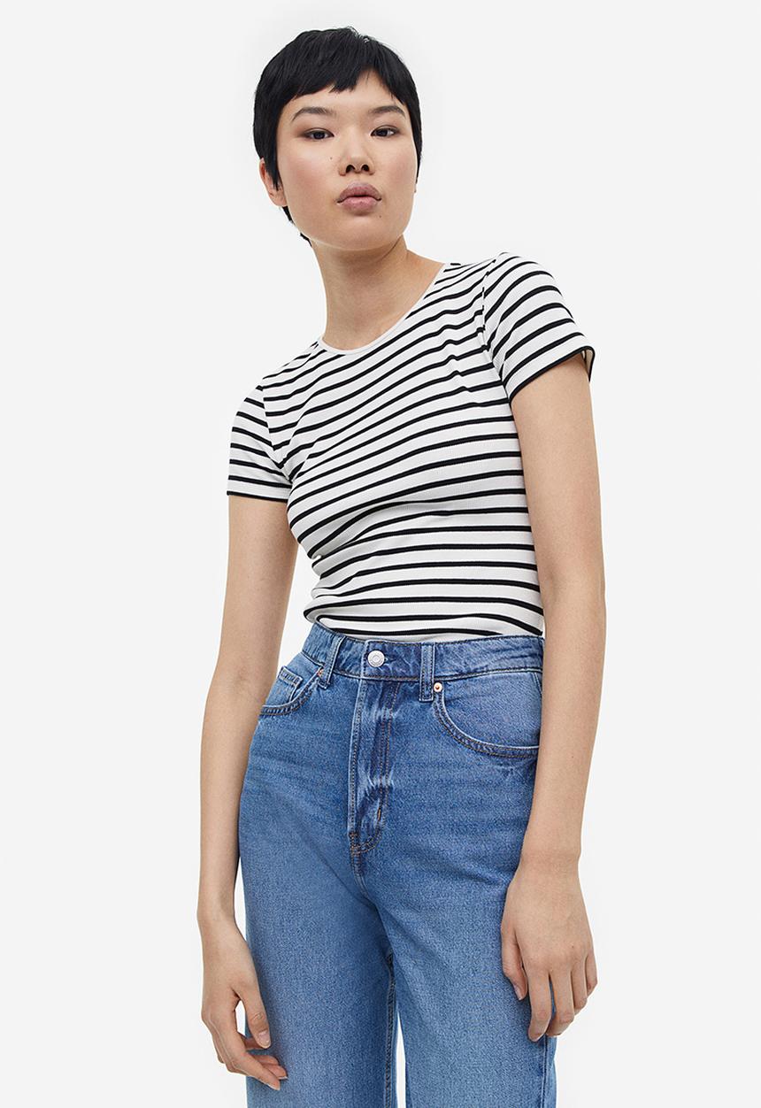 H&M - Ribbed t-shirt - white striped