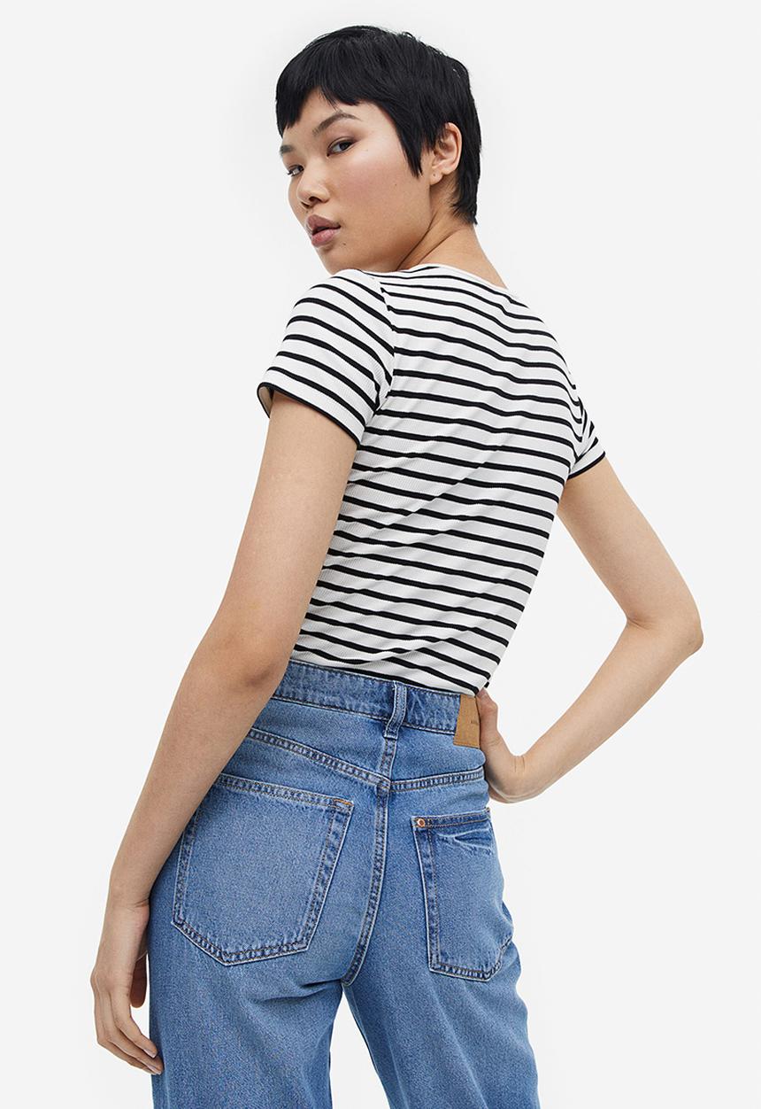 H&M - Ribbed t-shirt - white striped