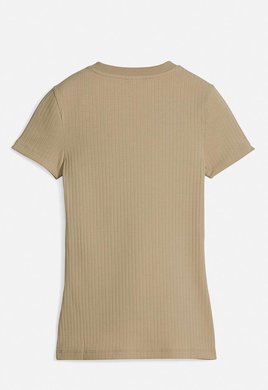 PUMA - Classics ribbed slim tee - sand dune