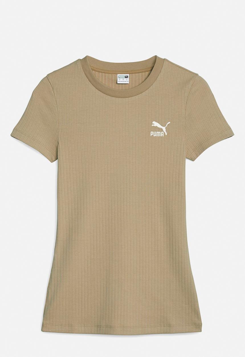 PUMA - Classics ribbed slim tee - sand dune