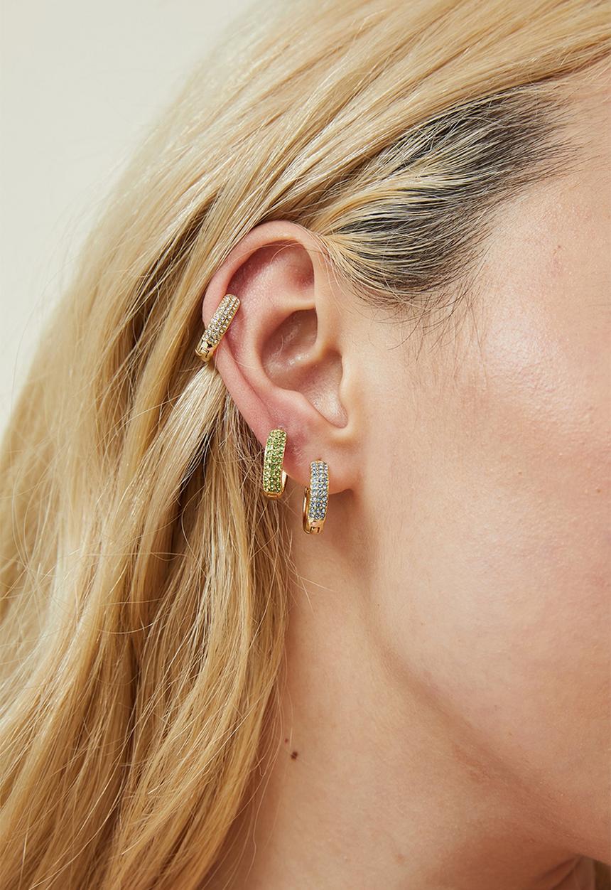 Rubi - 3 Pack mid earring - gold plated dia purple lilac green