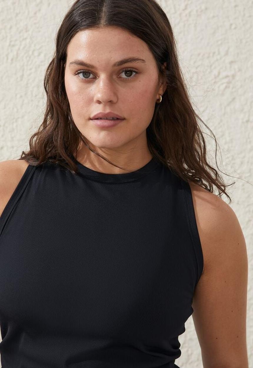 Cotton On - Active rib tank top - black