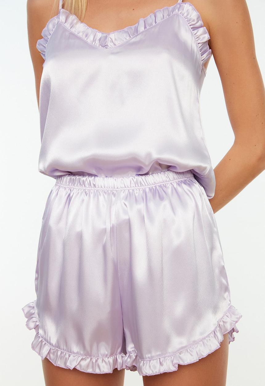Trendyol - Short satin pajama set - purple