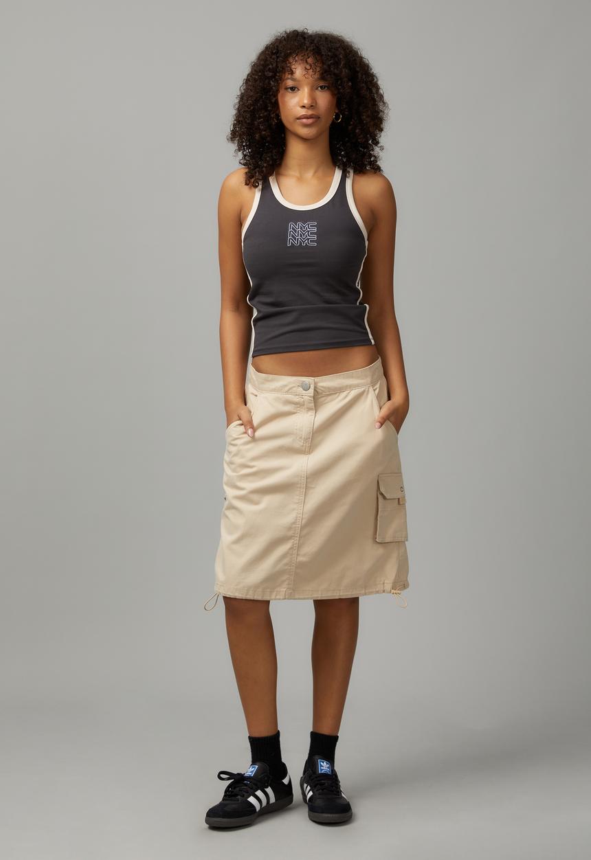 Factorie - Knee length cargo skirt - utility tan