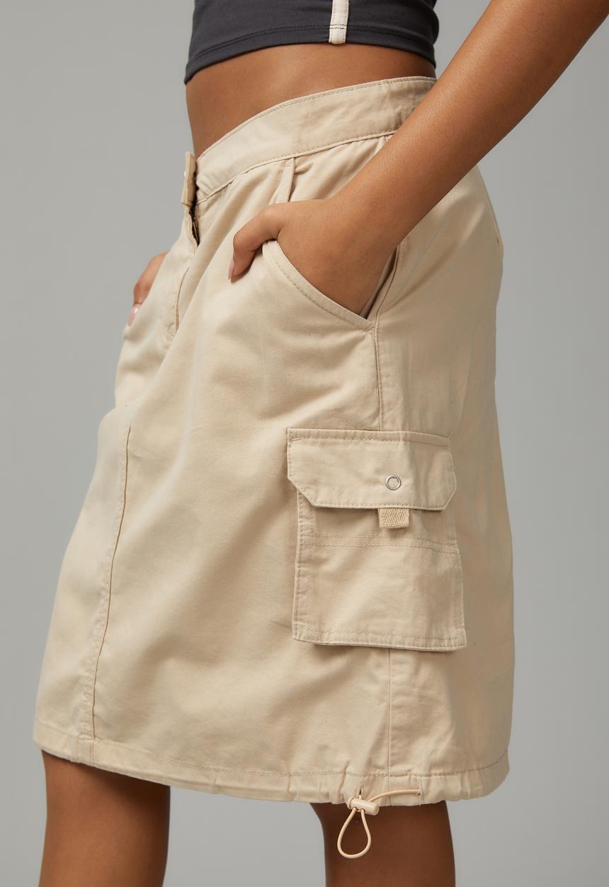 Factorie - Knee length cargo skirt - utility tan