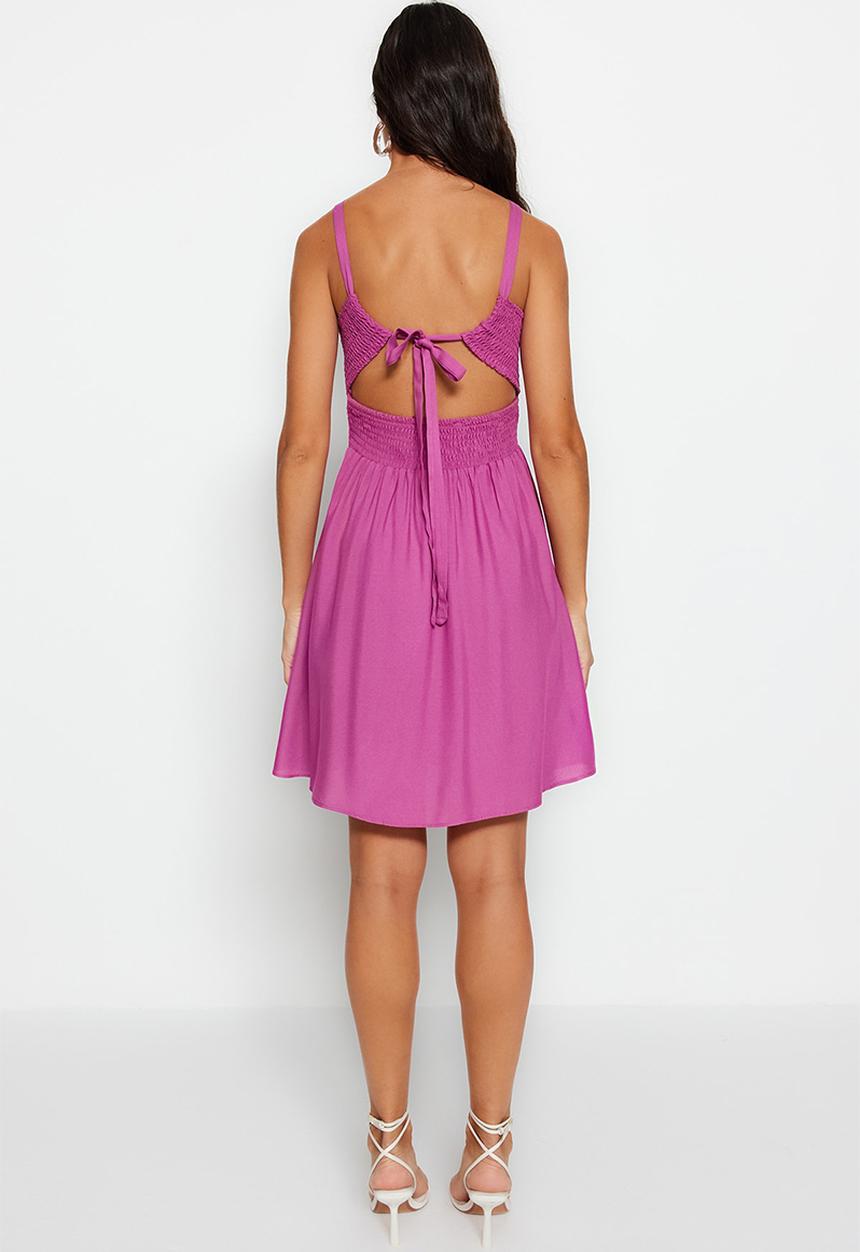 Trendyol - Mini spaghetti skater dress - purple