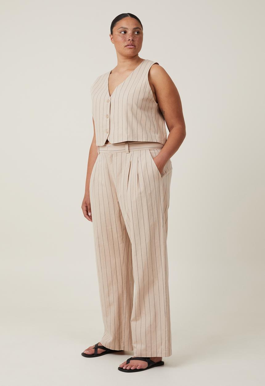 Cotton On - Plus jude vest - peta pinstripe stone