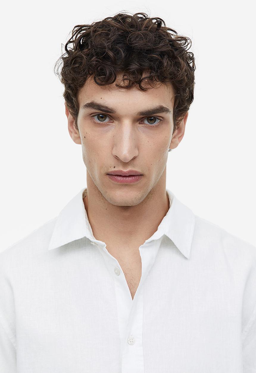 H&M - Regular fit linen-blend shirt - white