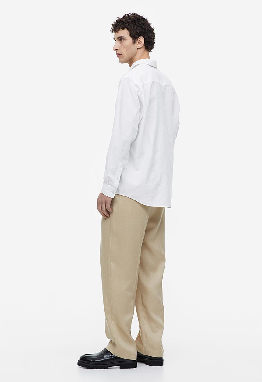 H&M - Regular fit linen-blend shirt - white