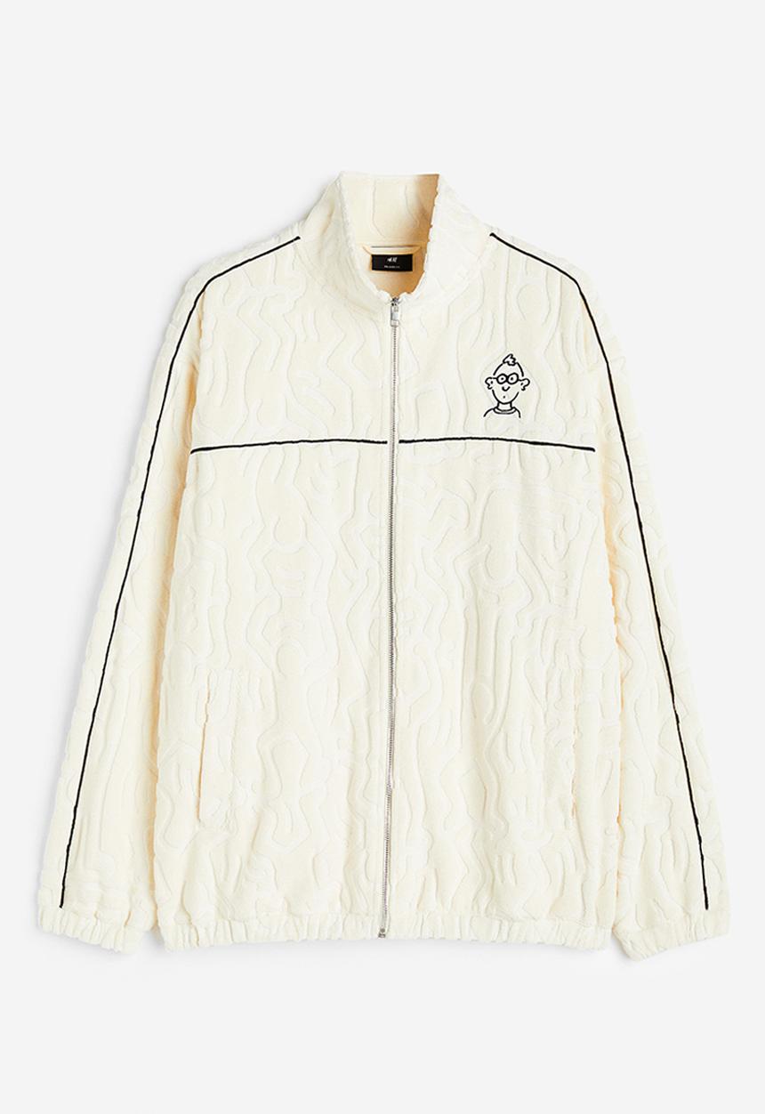 H&M - Relaxed fit terry track jacket - cream keith haring 