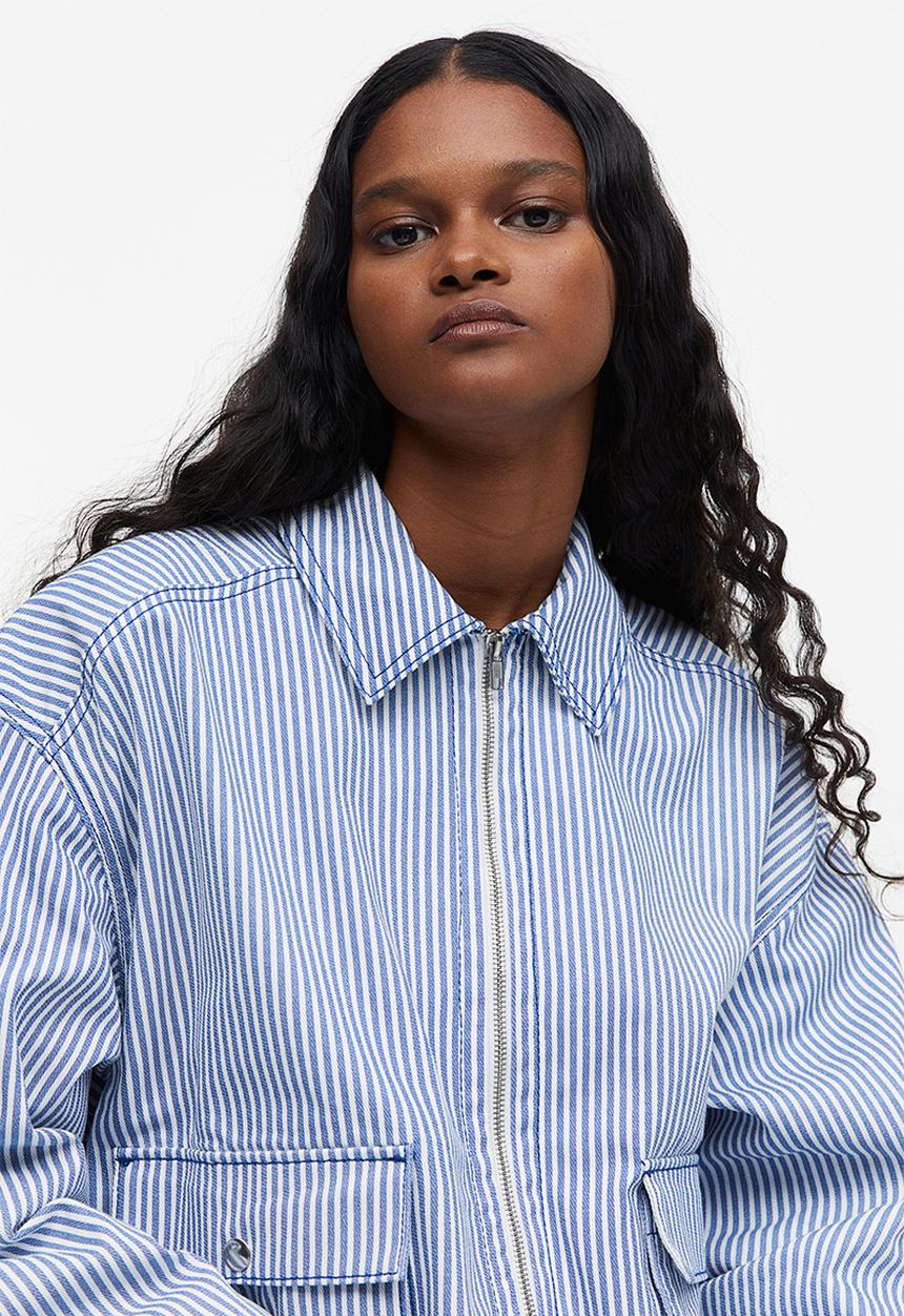 H&M - Twill utility jacket -  blue striped
