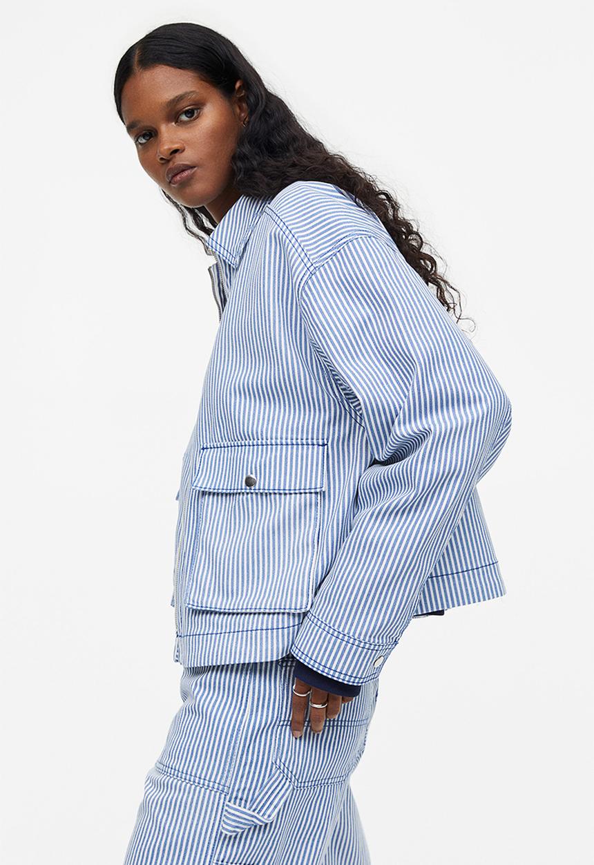 H&M - Twill utility jacket -  blue striped