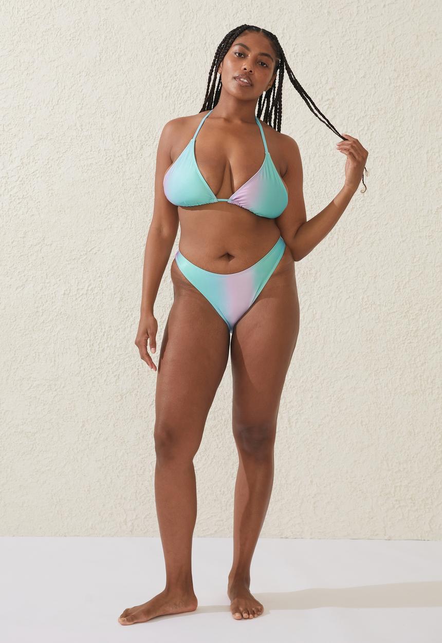 Cotton On - Plus slider triangle bikini top - charlie ombre green shimmer