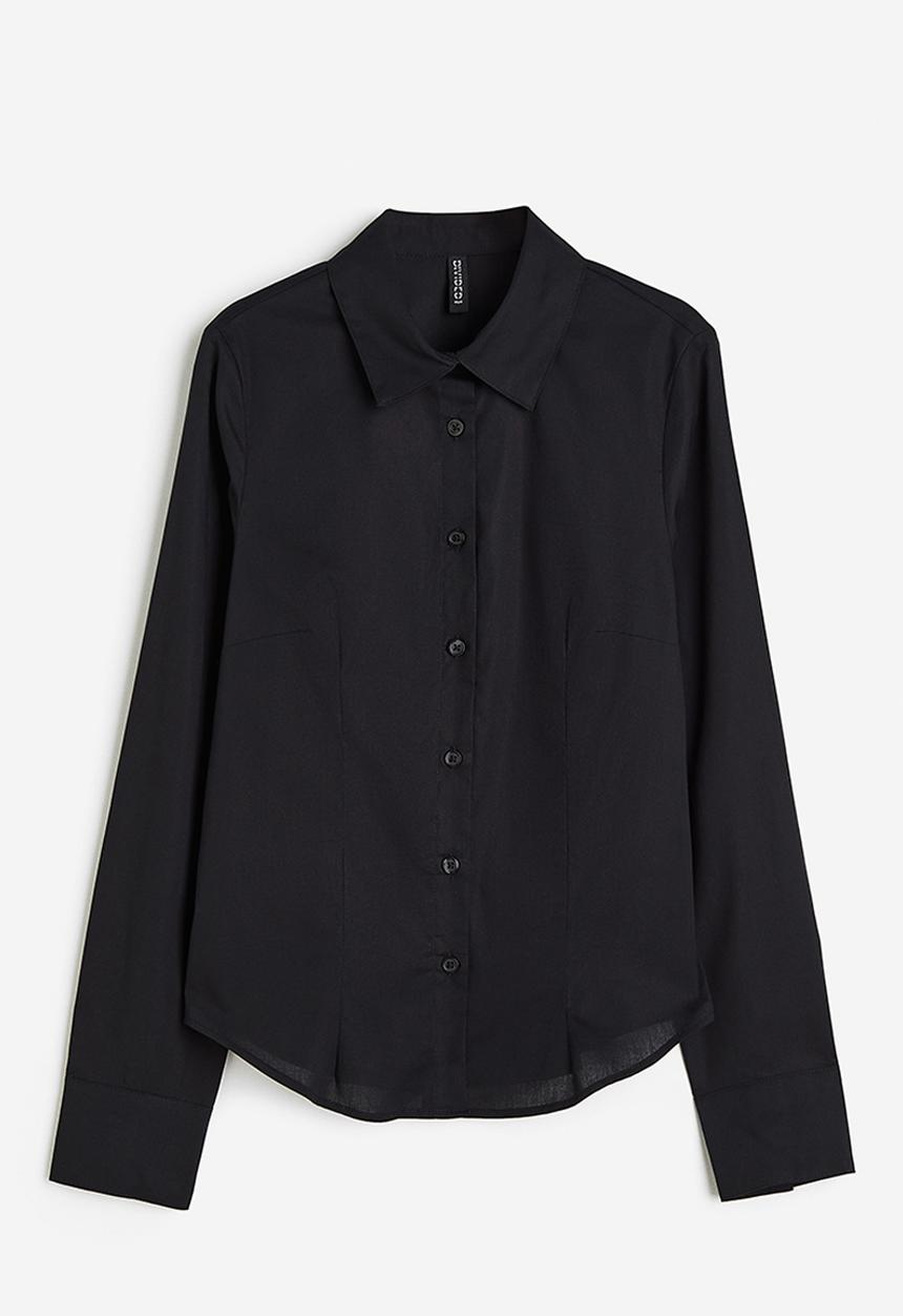 H&M - Fitted poplin shirt - black