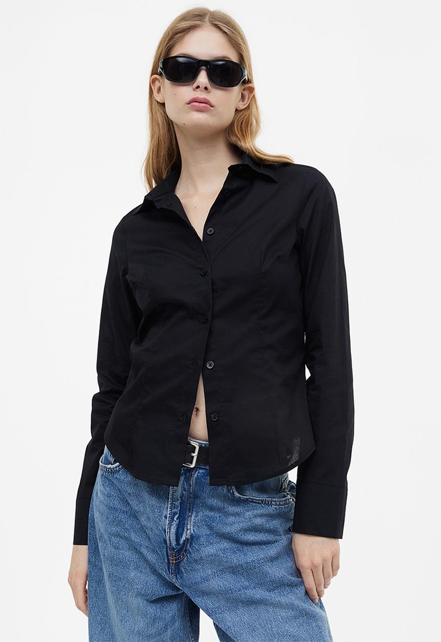 H&M - Fitted poplin shirt - black