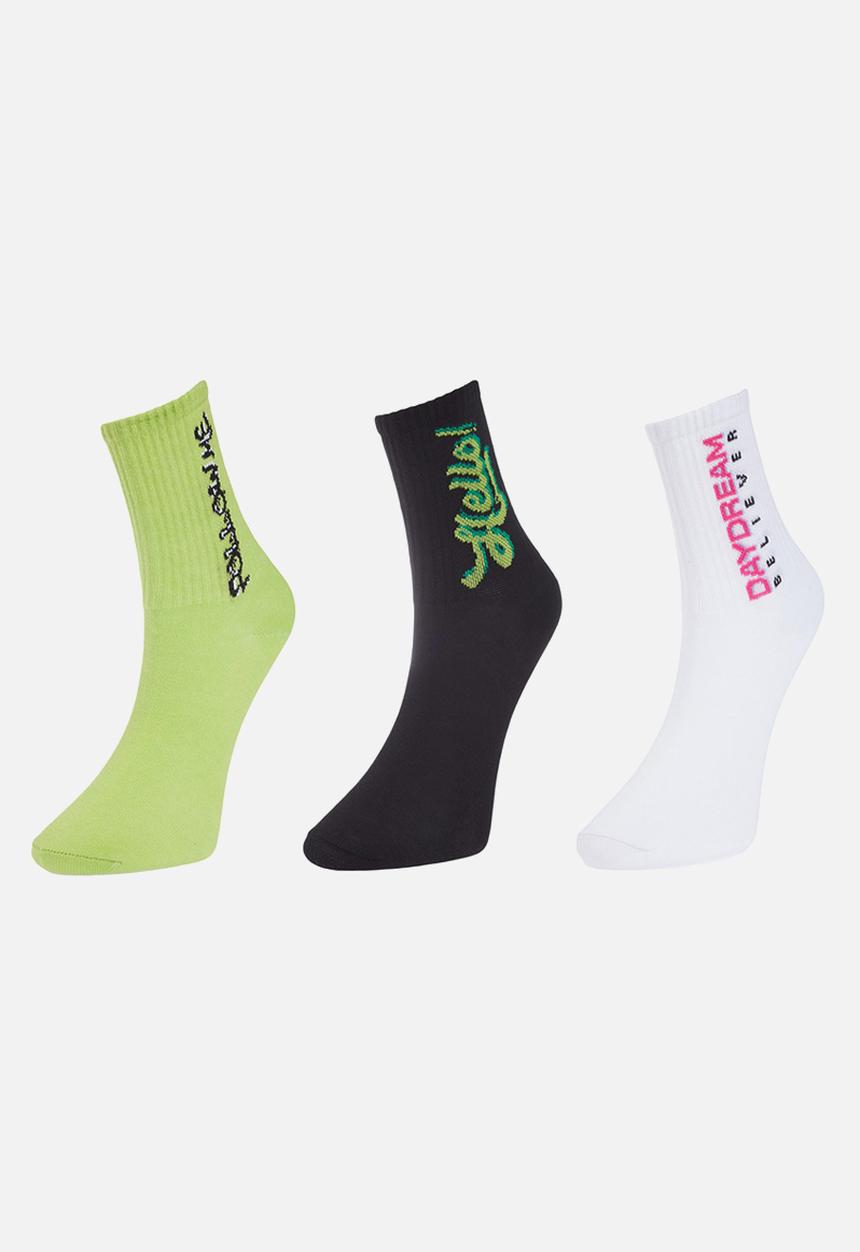 Trendyol - 3 Pack slogan socks - multi