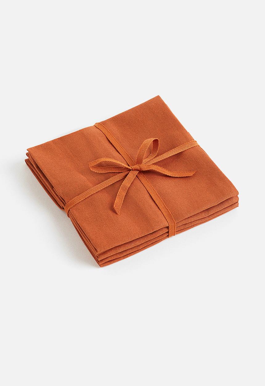 H&M - 4 Pack cotton napkins - dark orange 