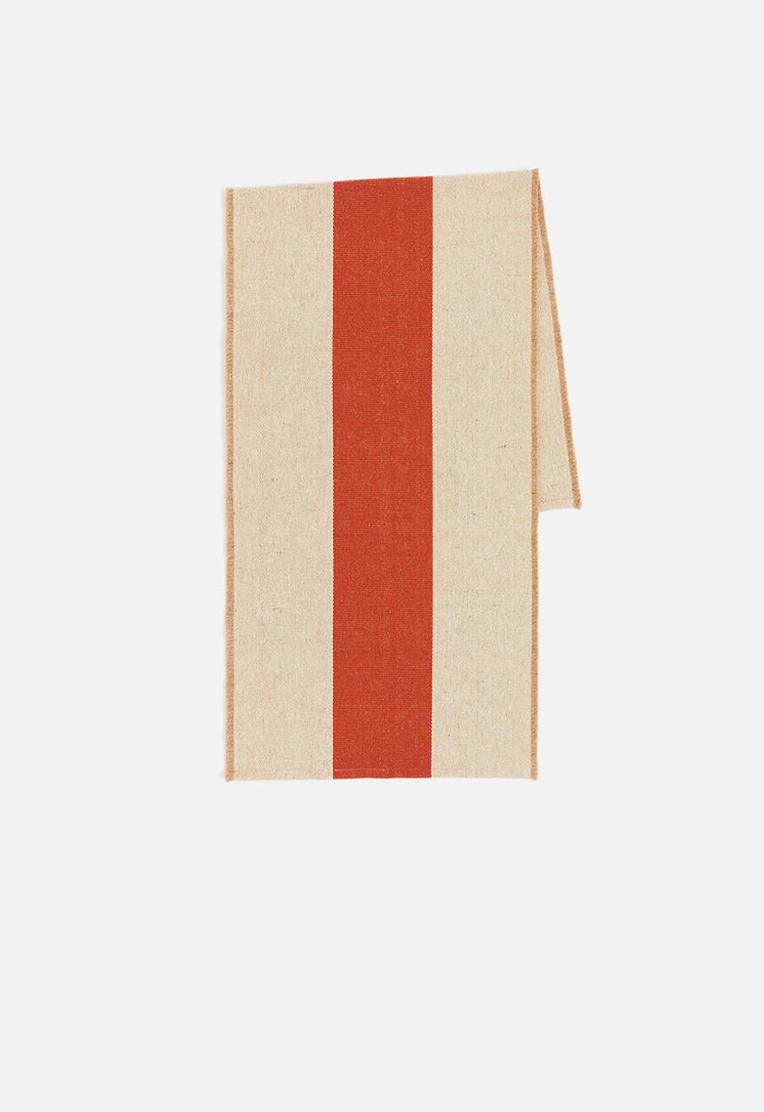 H&M - Jute-blend table runner - dark orange & striped 