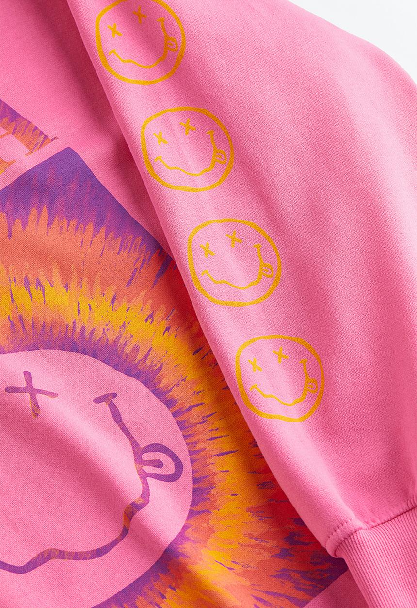 H&M - Oversized printed sweatshirt dress - pink nirvana