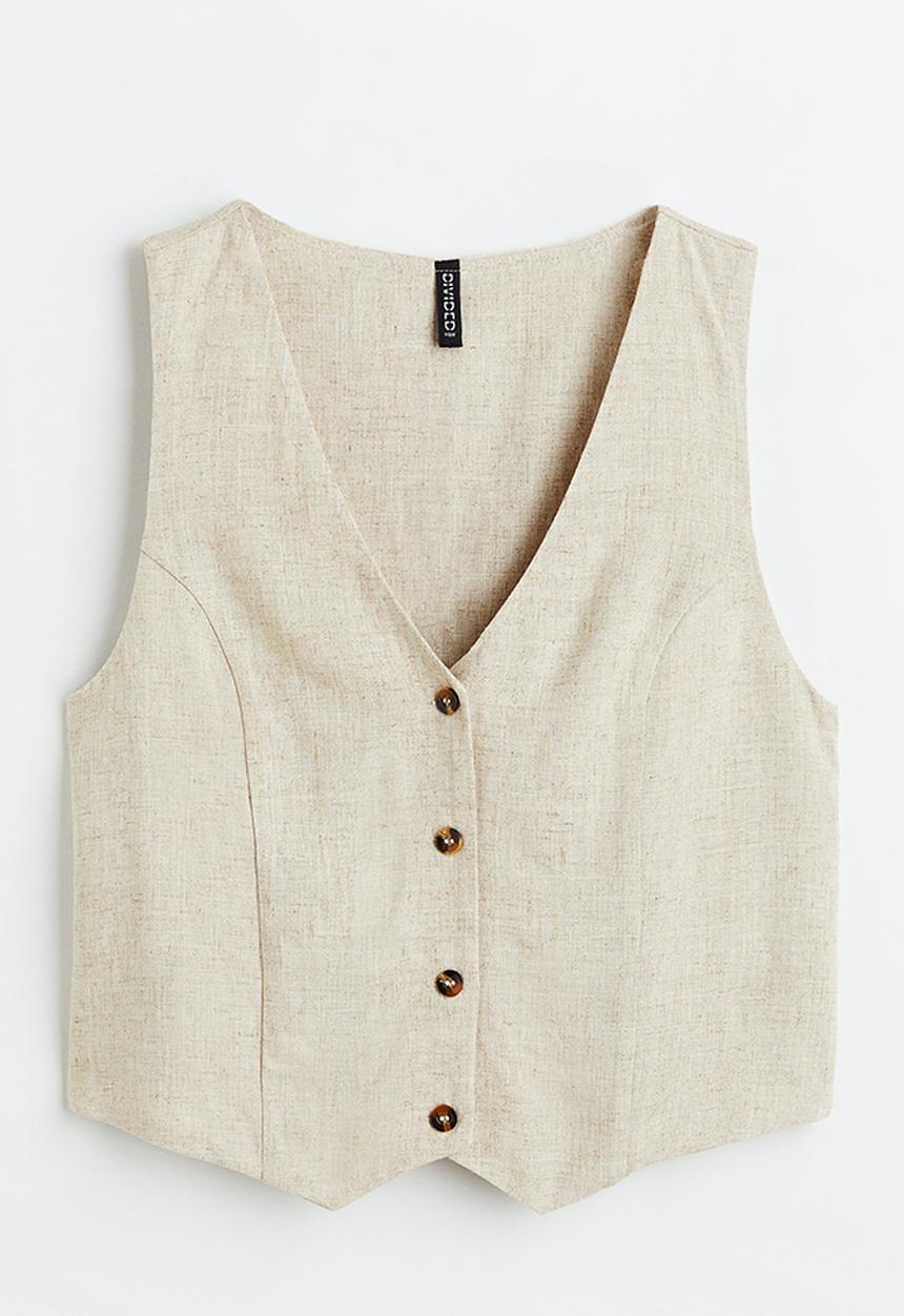 H&M - Linen-blend suit waistcoat - light beige