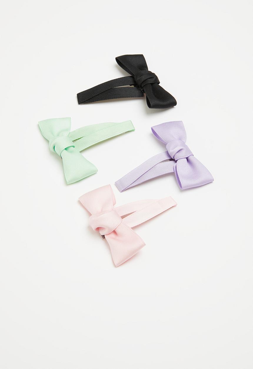 Pop Candy - Girls 4 pack satin bow hair clips - multi