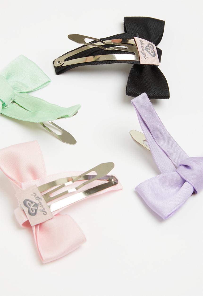 Pop Candy - Girls 4 pack satin bow hair clips - multi
