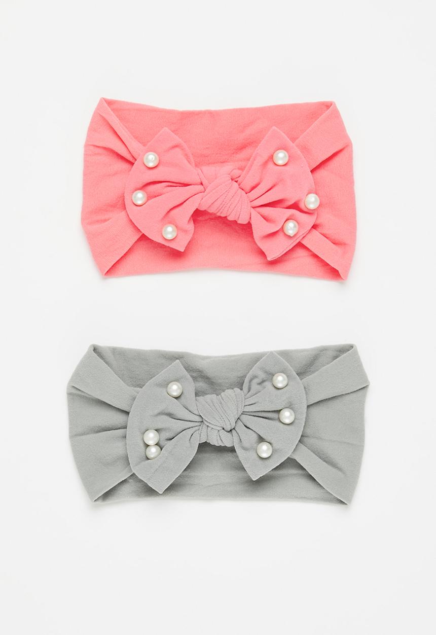 Pop Candy - 2 Pack bow knot headbands - grey & pink