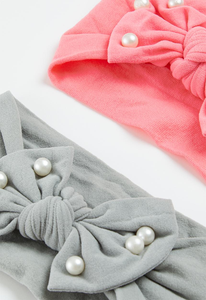 Pop Candy - 2 Pack bow knot headbands - grey & pink