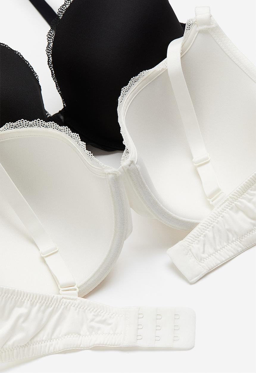H&M - 2-Pack padded underwired microfibre bras - black & white