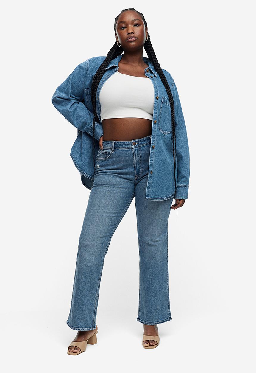 H&M - Curvy fit bootcut high jeans - denim blue