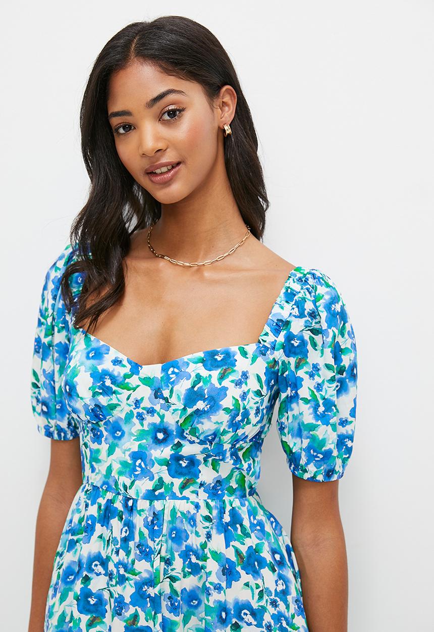 MILLA - Fit & flare mini with back detail - blue floral