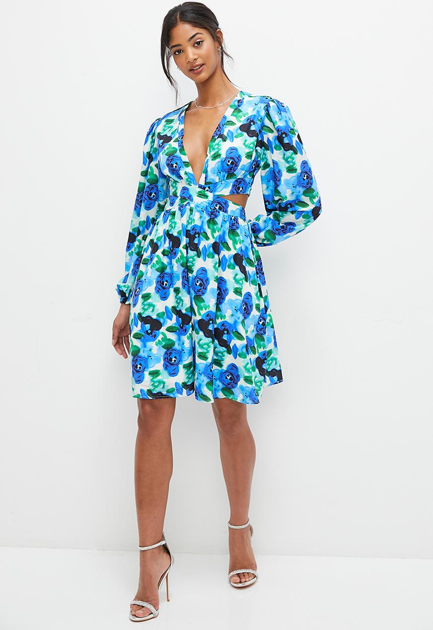 MILLA - Printed balloon sleeve fit & flare mini - multi