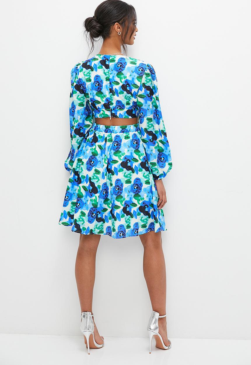 MILLA - Printed balloon sleeve fit & flare mini - multi