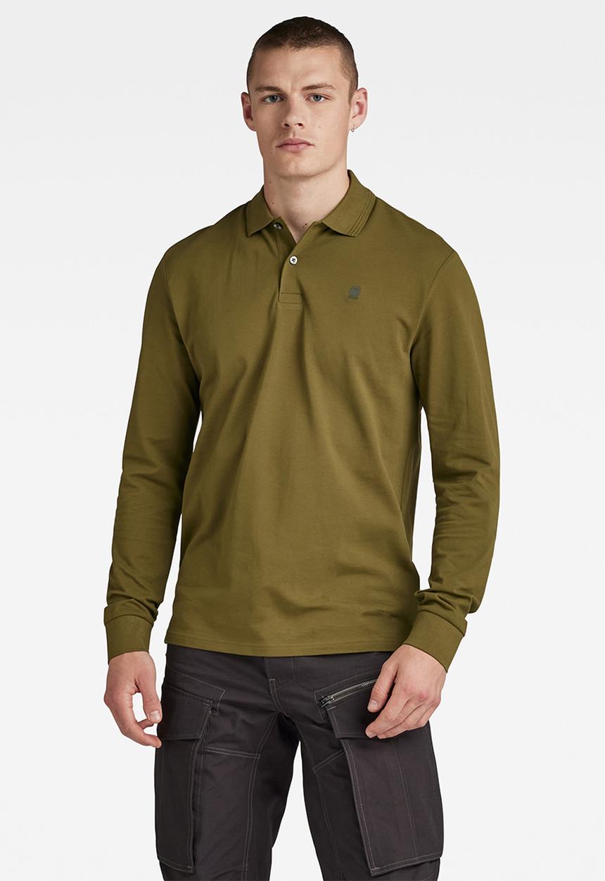 G-STAR - Dunda core polo long sleeve premium stretch pk o - dark olive
