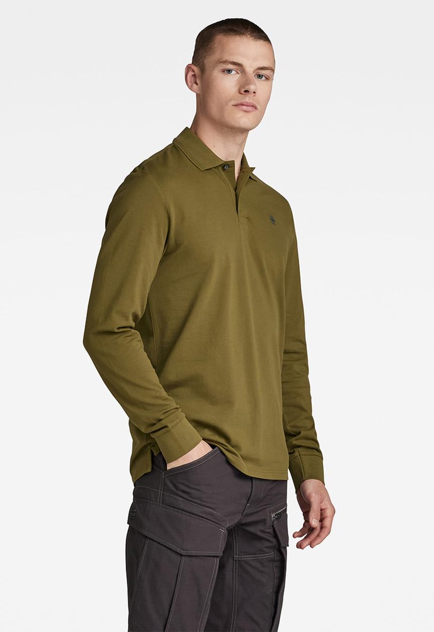G-STAR - Dunda core polo long sleeve premium stretch pk o - dark olive