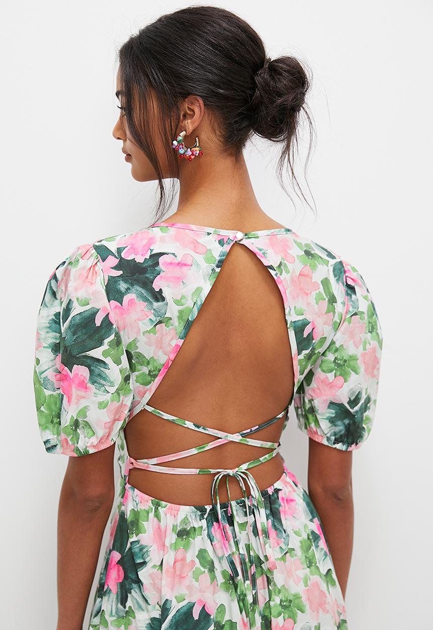 MILLA - Statement maxi dress with cutout detail - pink bloom garden