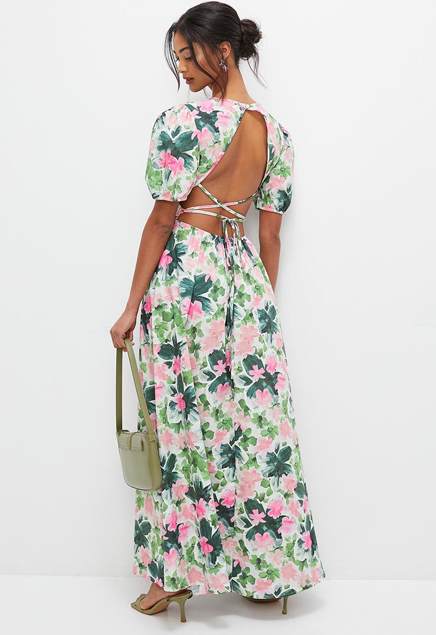 MILLA - Statement maxi dress with cutout detail - pink bloom garden