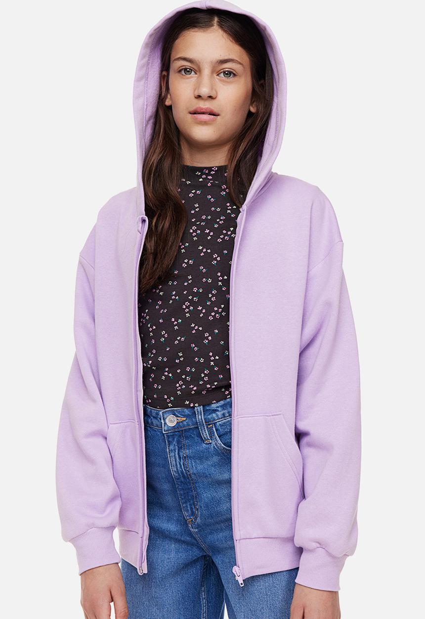 H&M - Oversized zip-through hoodie - light purple 